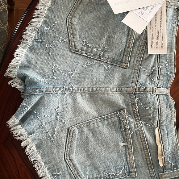 NWT Stella McCartney Italy Blue Denim Distressed Star Short Size 27 - Picture 9 of 13